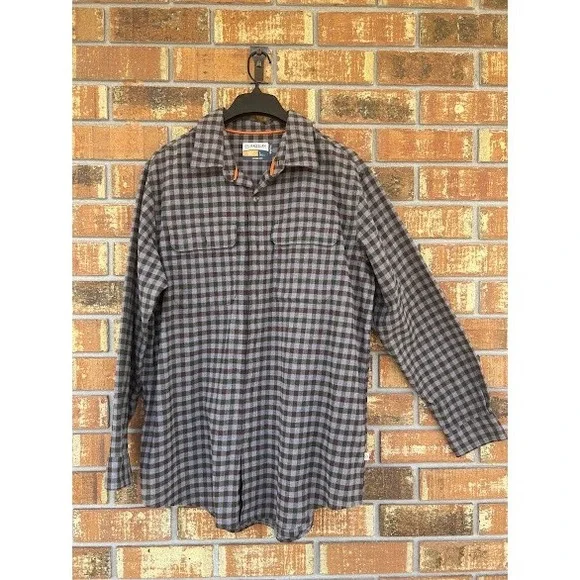 Magellan Outdoors Hunt Gear MagWick Plaid Shirt Mens Large Loose Fit Grey Brown - Picture 2 of 6